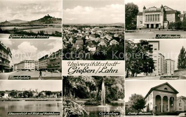 Giessen Lahn Gleiberg Marktplatz Schwanenteich Panor