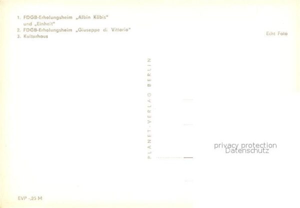 Heringsdorf Ostseebad Usedom FDGB Erholungsheime Albin Köbis und Ein – Bild 2