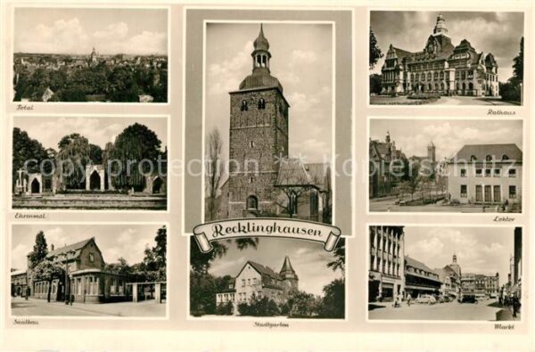 Recklinghausen Westfalen Totalansicht Ehrenmal Saalbau Stadtgart