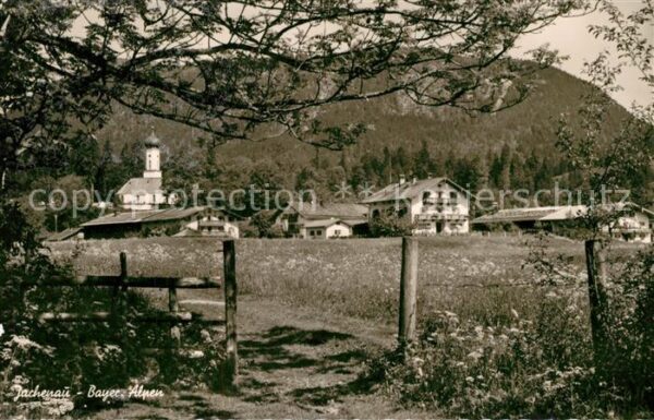 Jachenau Durchblick zum Ort Kirche Bayerische Al