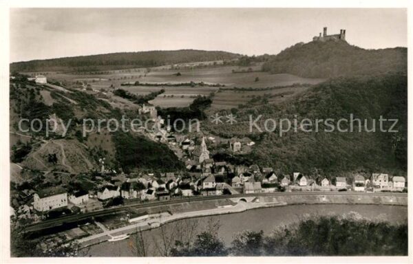Balduinstein Panorama Blick über die Lahn Schloss Sc