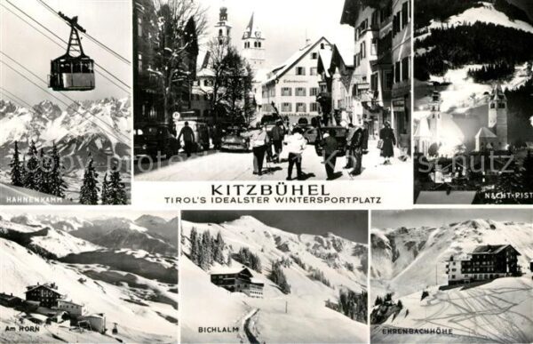 Kitzbuehel Tirol Ortspartie Kirche Hahnenkamm Bergbahn B