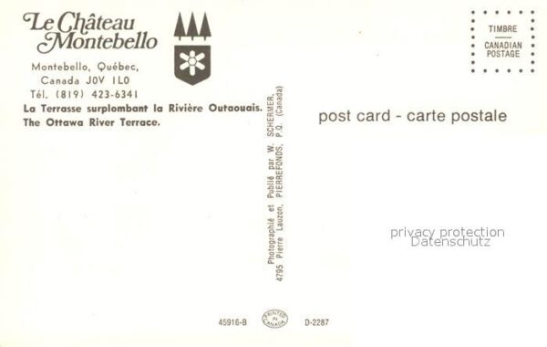 Quebec Chateau Montebello Ottawa River Terrace – Bild 2