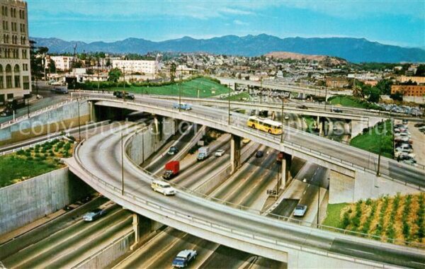 Los Angeles California Harbor Freeway looking north from Sixth