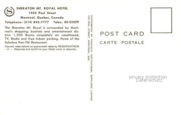Montreal Quebec Sheraton Mt Royal Hotel – Bild 2