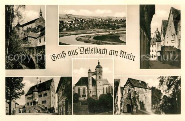 Dettelbach Stadtpanorama Blick über den Main Altst