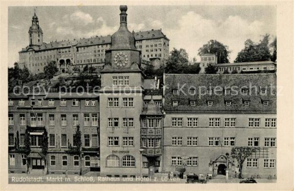 Rudolstadt Markt mit Schloss Rathaus Hotel zum Löw