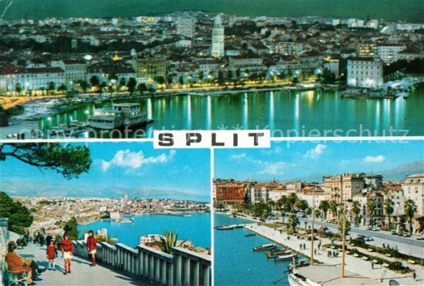 Split Spalato Nachtaufnahme Hafen Promenade Meerblick