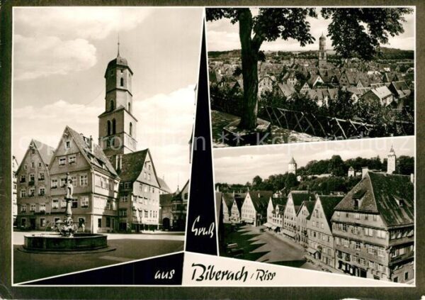 Biberach Riss Marktplatz Brunnen Kirche Innenstadt St