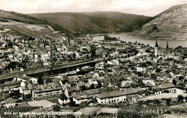 Bingen Rhein Panorama mit Bingerbrück Nahemündung