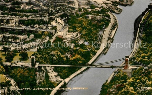 Bristol UK Clifton Suspension Bridge aerial view V