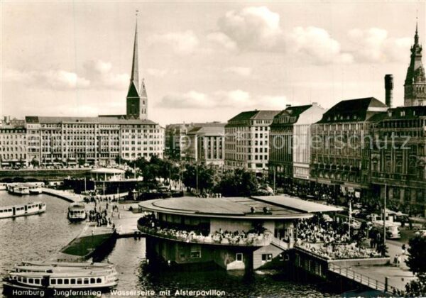 Hamburg Jungfernstieg Wasserseite mit Alsterpav