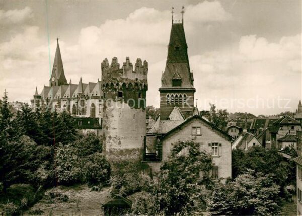 Friedberg Hessen Ortsmotiv mit Rotem Turm Kirche