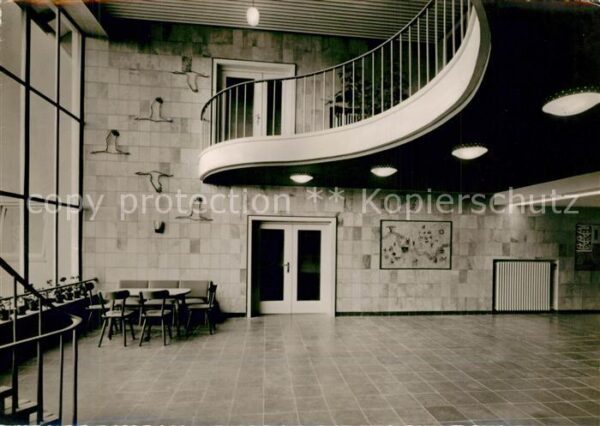 Hoexter Weser Jugendherberge Treppenhaus mit Kartenti