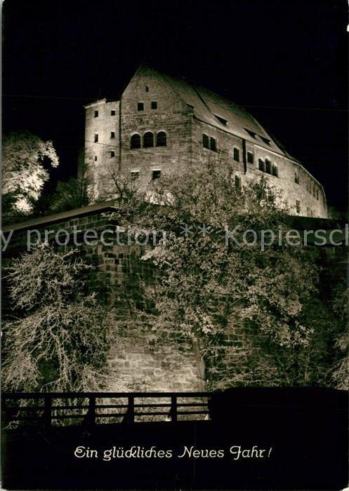 Nuernberg Burg Nachtaufnahme Neujahrskarte