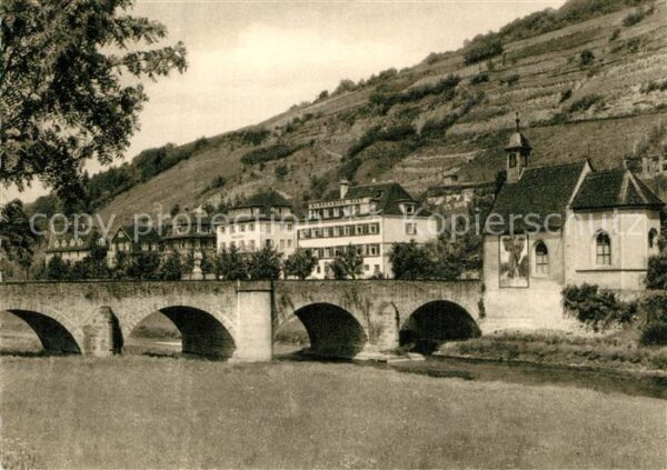 Bad Mergentheim Wolfgangkapelle und Tauberbrücke Kupfer
