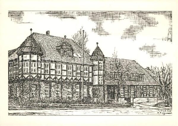 Syke Gebäude Fachwerkhaus Zeichnung Künstler