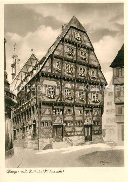 Esslingen Neckar Rathaus Fachwerkhaus Rückansicht Altsta