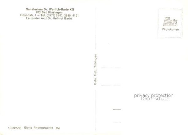 Bad Kissingen Sanatorium Dr Werlich Barié KG Rosenvil – Bild 2