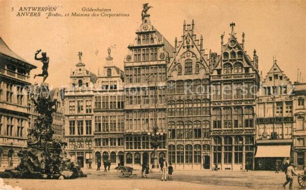 Anvers Antwerpen Fontaine Brabo Monument et Maisons des