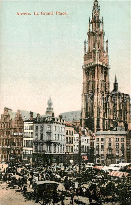 Anvers Antwerpen La Grande Place Cathedrale Marktplatz K