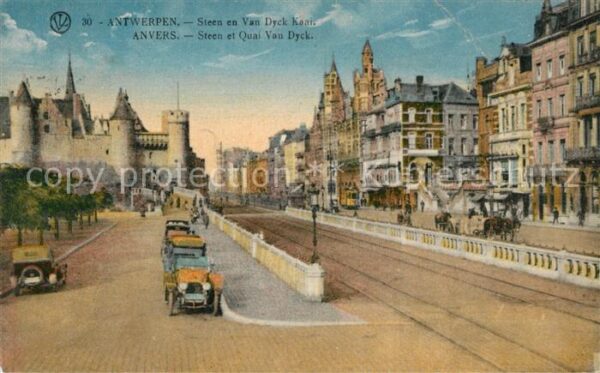 Anvers Antwerpen Steen et Quai Van Dyck