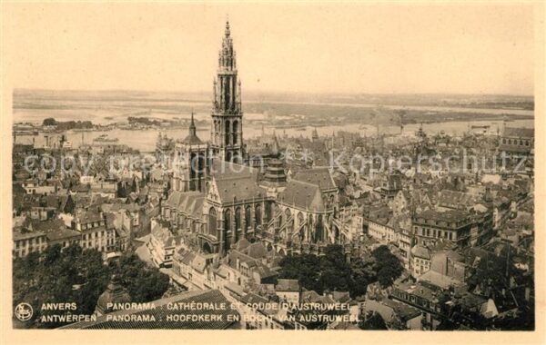 Anvers Antwerpen Panorama Cathedrale et Coude d_Austruwe