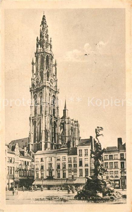 Anvers Antwerpen Cathedrale et la Fontaine Brado Monumen