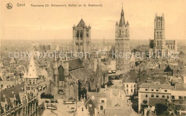 Gent Gand Flandre Panorama St Niklaaskerk Belfort en St B