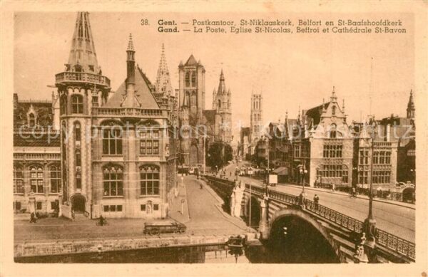 Gand Belgien La Poste Eglise Saint Nicolas Beffroi C