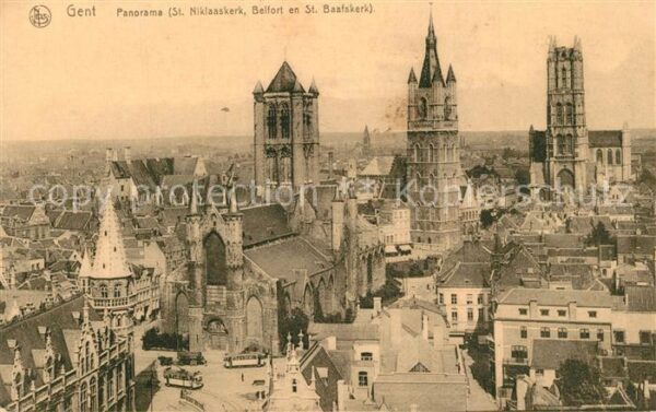 Gent Gand Flandre Panorama St Niklaaskerk Belfort St. Baa