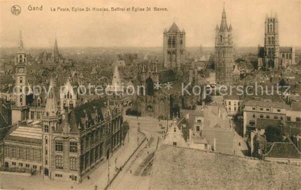 Gand Belgien Panorama La Poste Eglise Saint Nicolas