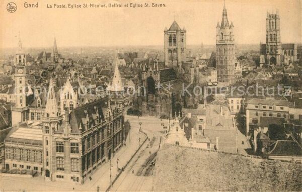 Gand Belgien La Poste Eglise Saint Nicolas Beffroi E