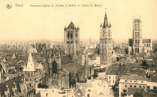 Gand Belgien Panorama de la ville Eglise Saint Nicol