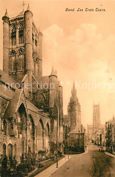 Gand Belgien Les Trois Tours Eglises Cathedrale