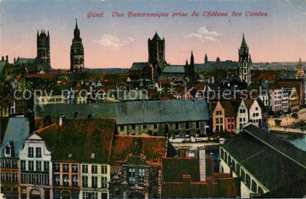 Gand Belgien Vue panoramique prise du Chateau des Co