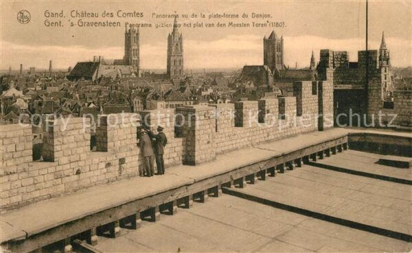Gand Belgien Chateau des Comtes Panorama vu de la pl