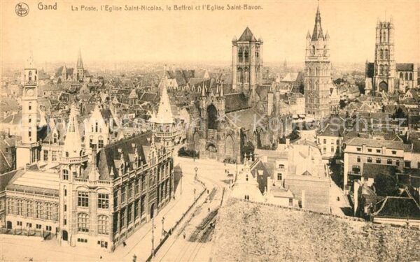Gand Belgien Panorama La Poste Eglise Saint Nicolas