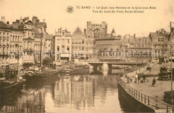 Gand Belgien Quai aux Herbes et Quai aux Blés vus du