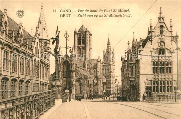 Gand Belgien Cathedrale vue du haut du Pont Saint Mi