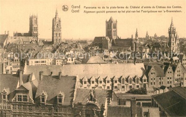 Gand Belgien Panorama du centre de la ville Chateau