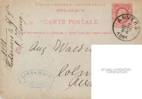 Anvers Antwerpen Correspondence Union Postale Universell – Bild 2