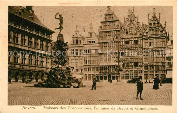Anvers Antwerpen Maisons des Corporations Fontaine de Br