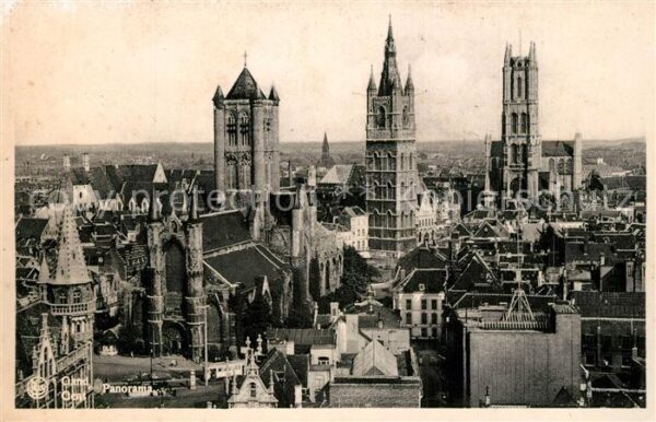 Gand Belgien Panorama de la ville Cathedrale Beffroi