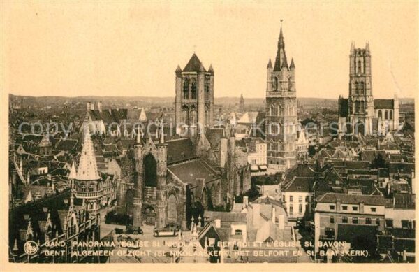 Gand Belgien Panorama de la ville Eglise Saint Nicol