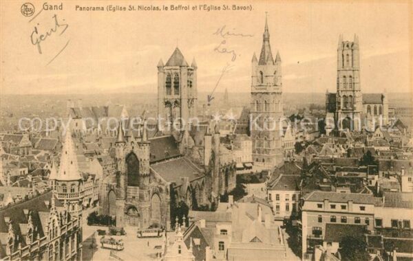 Gand Belgien Panorama de la ville Eglise Saint Nicol