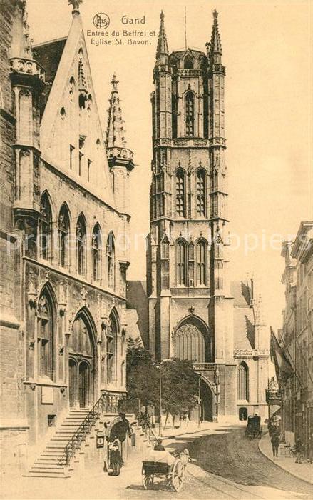 Gand Belgien Entrée du Beffroi et Eglise Saint Bavon