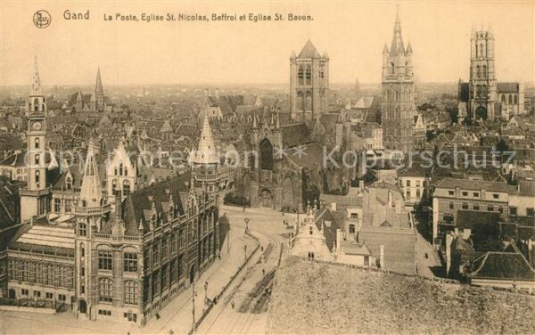 Gand Belgien La Poste Eglise Saint Nicolas Beffroi E