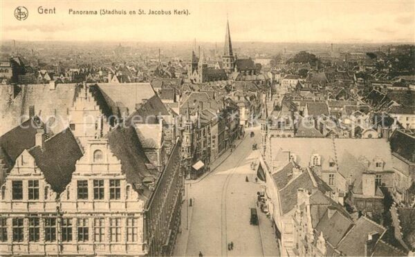Gent Gand Flandre Panorama Stadhuis en St Jacobus Kerk