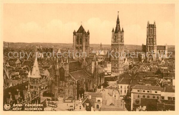 Gent Gand Flandre Panorama de la ville Cathedrale Eglise